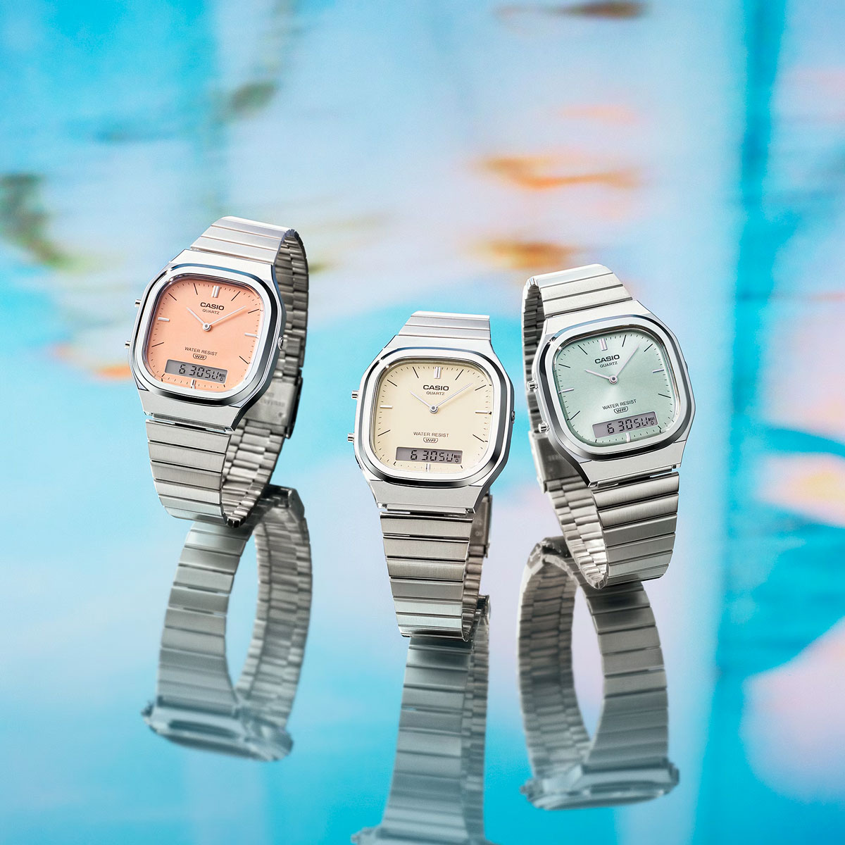 Casio AQ-240E: аналогово-цифровое ретро в трёх пастельных цветах