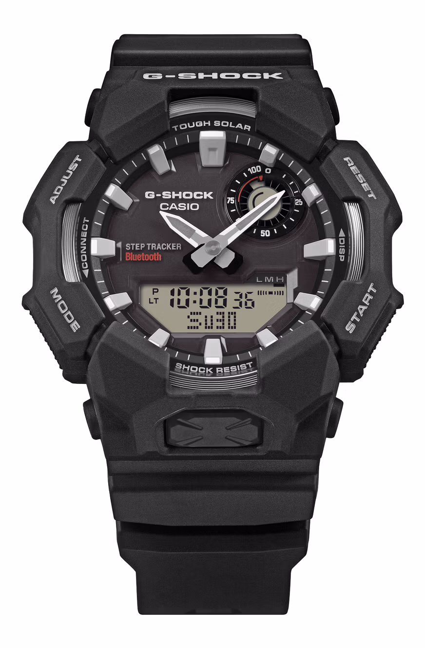 GA-B010-1A — черный корпус, белые метки и стрелки, позитивный экран