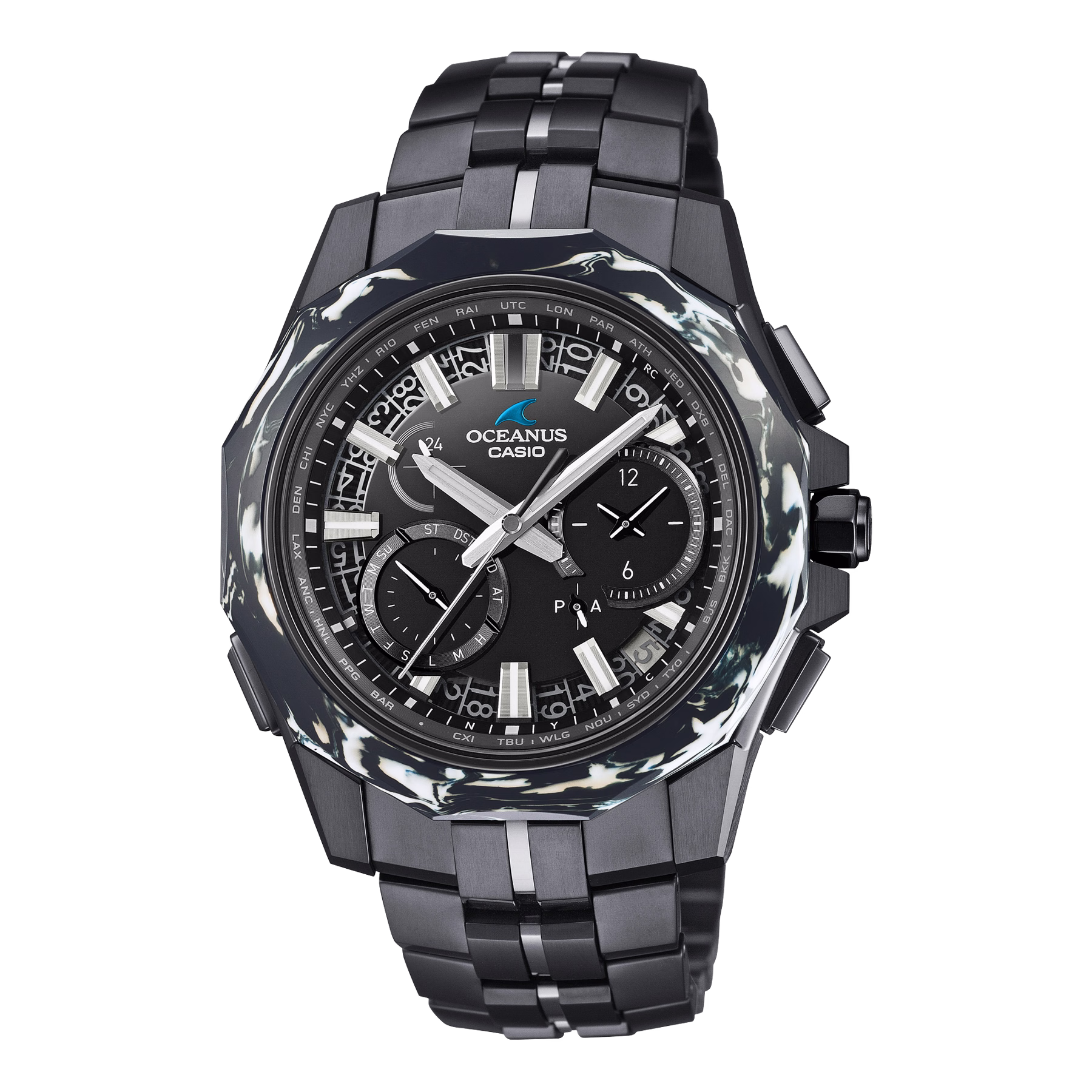 Общий вид Oceanus OCW-SG1000MC-1A с керамическим безелем и титановым браслетом