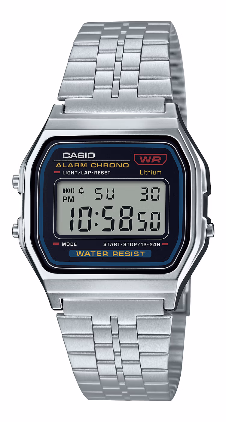 Casio A-159W-N1 из серии A-159 — электронные часы на стальном браслете