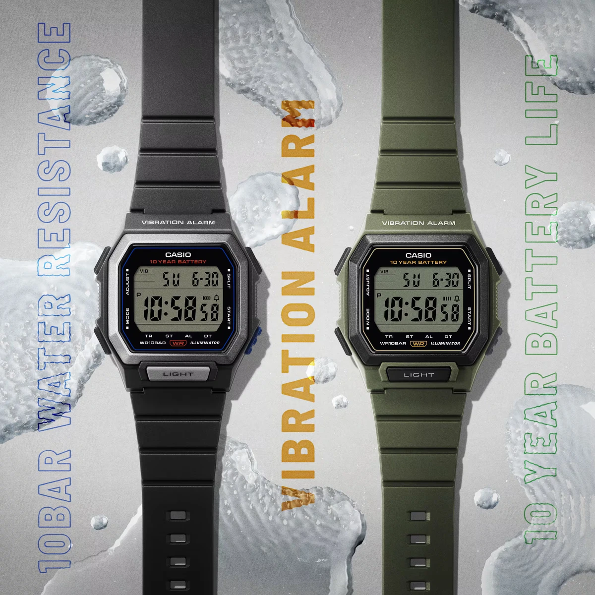 Часы Casio W-738H: новые возможности в квадратном корпусе