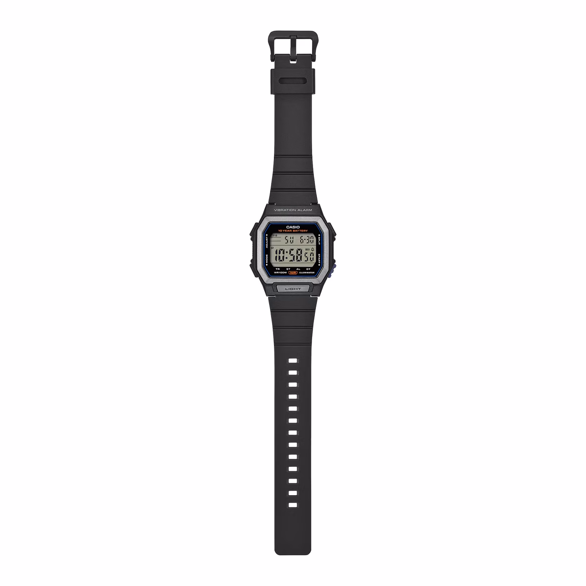 Полимерный ремешок Casio W-738H-1A в расстёгнутом виде