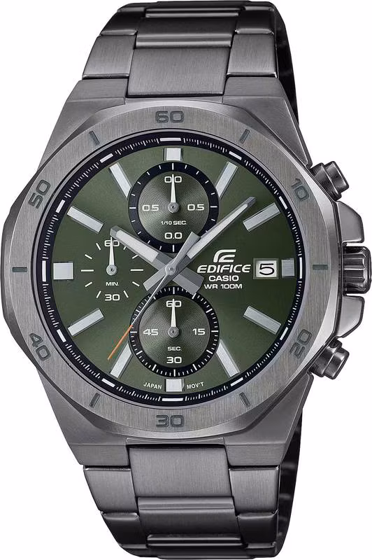 Casio Edifice EFV-640DC-3A с зелёным циферблатом и ионным покрытием