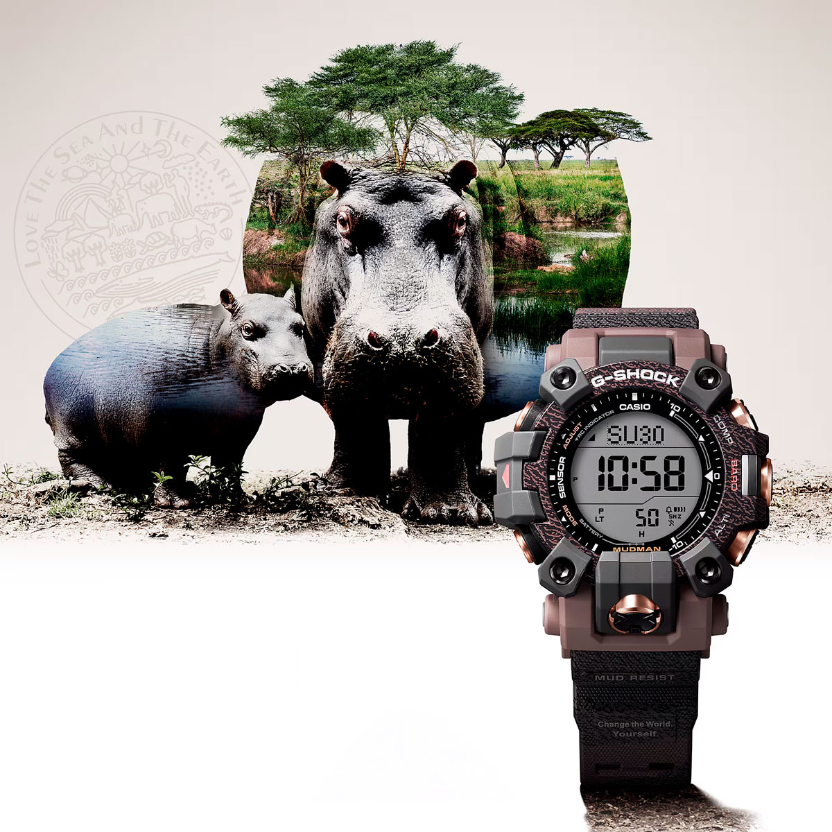 Casio G-Shock GW-9502KJ-8: Mudman в цветах бегемота для Earthwatch Japan