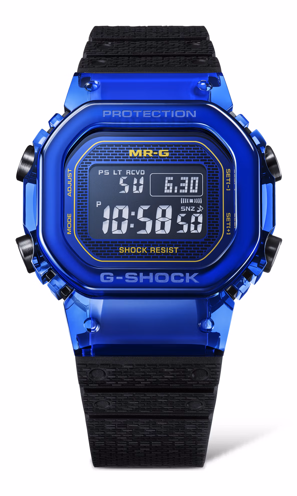 Синий сапфировый корпус и чёрный ремешок Casio MRG-D5000