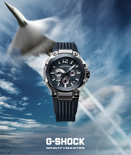 Рекламный кадр Gravitymaster GWR-B3000 на фоне сверхзвукового самолёта
