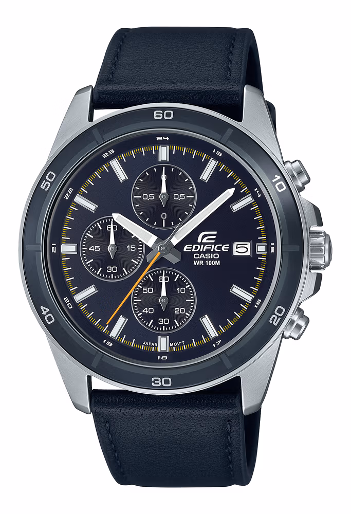 Casio Edifice EFR-526L-2CV: синий хронограф с жёлтыми акцентами