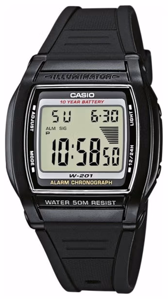 Casio W-201-1A — вариант серии со светлым дисплеем
