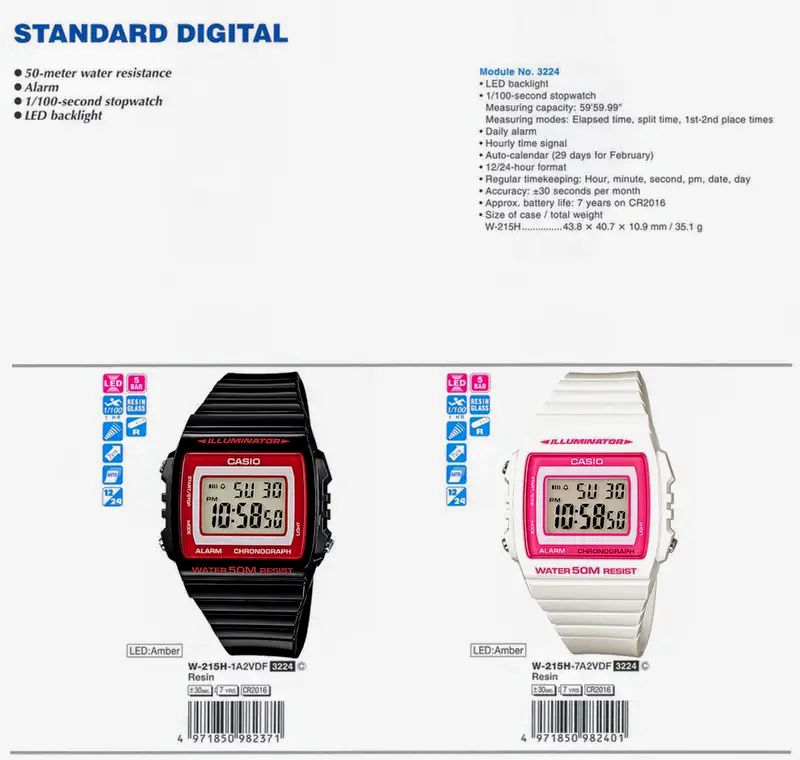 Лист новинок Casio 2013 года: ещё две расцветки серии W-215