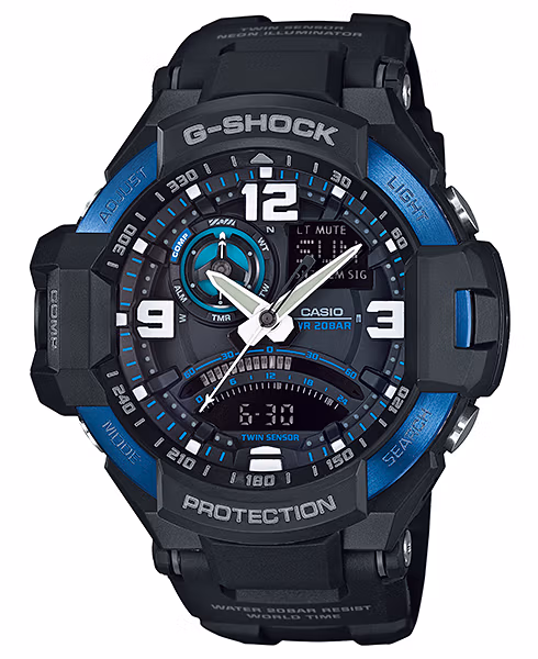Общий вид чёрно-синих Casio G-Shock GA-1000-2B