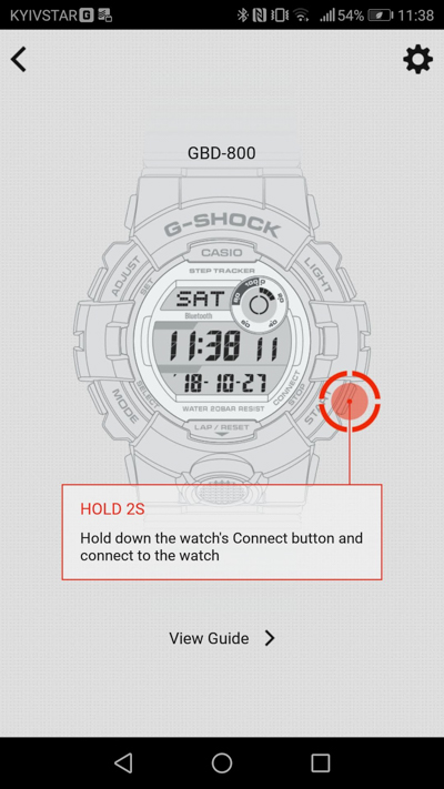 Инструкция подключения GBD-800 в интерфейсе G-Shock Connected