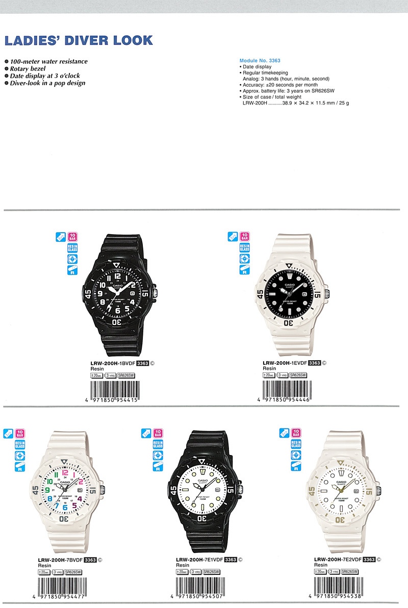 Лист новинок Casio с моделями LRW-200H, февраль 2012 года