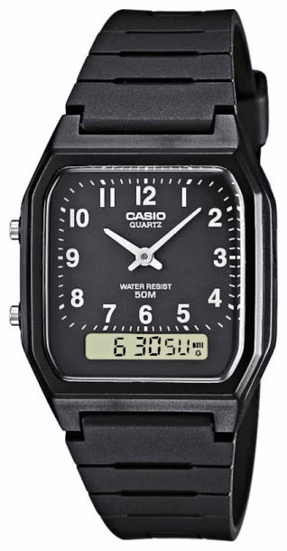 Casio AW-48H-1B с прямоугольным аналогово-цифровым циферблатом